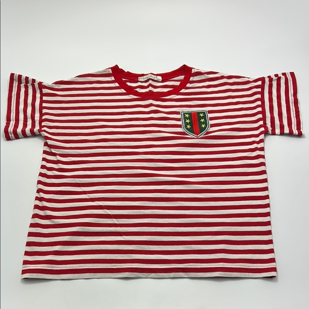 Red and White Striped Women's Tee